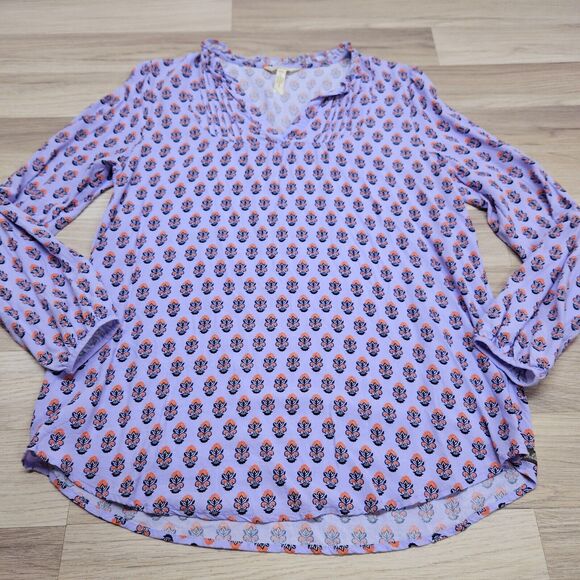 Matilda Jane Womens Purple Lavender Damask Print Longsleeve Blouse Shirt Large - Picture 2 of 9